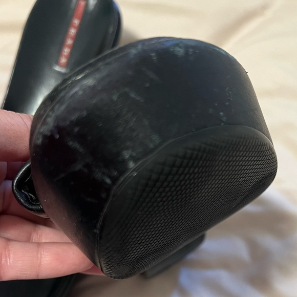 Vintage 90s Prada Black Napa Leather Easy Slide Platform Sandal SZ 38 - Picture 9 of 9